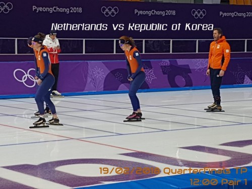 Team pursuit dames training Pyeongchang